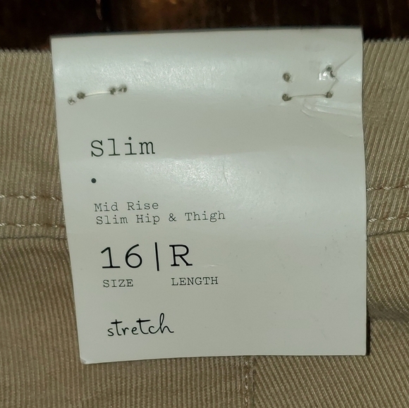 Khaki corduroy slim cut pants Size 16 Mid rise NEW - Picture 10 of 10